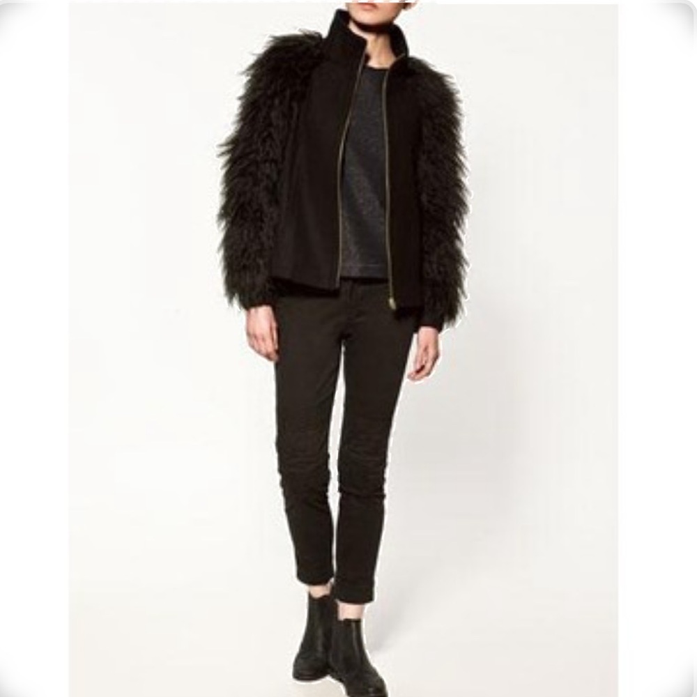 Zara Black Faux Fur Coat / Jacket
